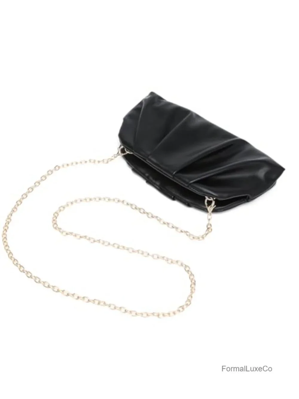 Fashion Cloud Shape Fold Leather Clutch Handbag with Chain